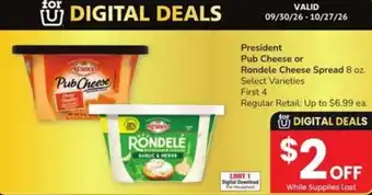 President Pub Cheese or Rondele Cheese Spread