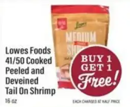 Lowes Foods Lowes Foods 41/50 Cooked Peeled and Deveined Tail On Shrimp offer