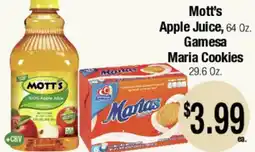Big Saver Foods Mott's Apple Juice, 64 Oz. Gamesa Maria Cookies 29.6 Oz offer