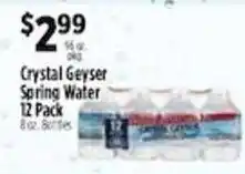Pioneer Supermarkets Crystal Geyser spring water offer