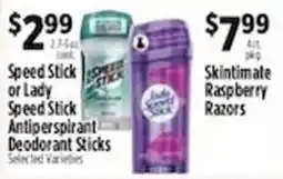 Pioneer Supermarkets Speed Stick or Lady Speed Stick Antiperspirant Deodorant Sticks offer
