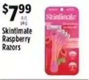Pioneer Supermarkets Skintimate raspberry razors offer