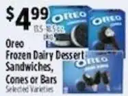 Pioneer Supermarkets Oreo Frozen Dairy Dessert Sandwiches, Cones or Bars offer
