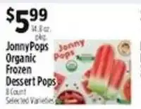 Pioneer Supermarkets Jonny Pops Organic Frozen Dessert Pops offer