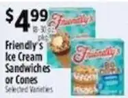 Pioneer Supermarkets Friendly's ice cream sandwiches or cones offer
