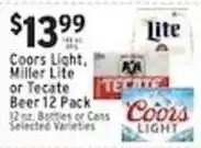 Associated Coors Light, Miller Lite or Tecate Beer offer
