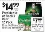 Associated Presidente or Beck's Beer offer