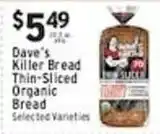 Associated Dave's Killer Bread Thin-Sliced Organic Bread offer