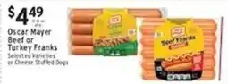 Associated Oscar Mayer Beef or Turkey Franks offer