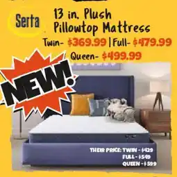 Big Lots Serta 13 in. Plush Pillowtop Mattress offer