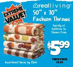 Big Lots realliving fashion throws offer