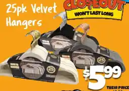 Big Lots 25pk Velvet Hangers offer