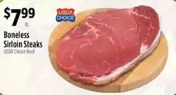 Pioneer Supermarkets Usda Choice Beef Boneless Sirloin Steaks offer