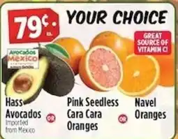 Pioneer Supermarkets Your Choice Hass Avocados or Pink Seedless Cara Cara Oranges or Navel Oranges offer