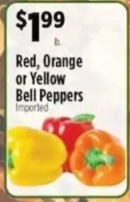 Pioneer Supermarkets Red, Orange or Yellow Bell Peppers offer