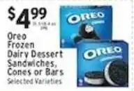 Associated Oreo Frozen Dairy Dessert Sandwiches, Cones or Bars offer