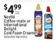 Associated Nestlé Coffee-mate or International Delight Cold Foam Creamer offer