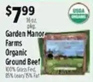 Pioneer Supermarkets Garden Manor Farms Organic Ground Beef offer