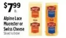 Pioneer Supermarkets Alpine Lace Muenster or Swiss Cheese offer