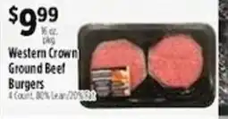 Pioneer Supermarkets Western Crown Ground Beef Burgers offer