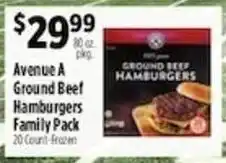 Pioneer Supermarkets Avenue A Ground Beef Hamburgers Family Pack offer