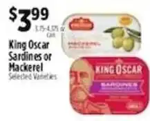 Pioneer Supermarkets King Oscar Sardines or Mackerel offer