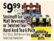 Pioneer Supermarkets Smlrloff Ice Malt Beverage or Twisted Tea Hard Iced Tea offer