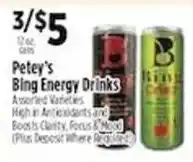 Pioneer Supermarkets Petey's Bling Energy Drinks offer
