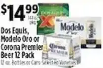 Pioneer Supermarkets Dos Equis, Modelo Oro or Corona Premier Beer offer
