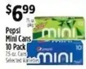 Pioneer Supermarkets Pepsi Mini Cans offer