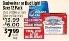 Pioneer Supermarkets Budweiser or Bud Light Beer offer