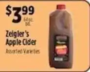 Pioneer Supermarkets Zelgler's Apple Cider offer