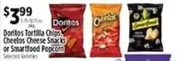 Pioneer Supermarkets Doritos Tortilla Chips, Cheetos Cheese Snacks or Smartfood Popcorn offer