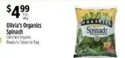 Pioneer Supermarkets Olivia's Organics Spinach offer