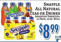 Trade Fair Supermarket Snapple all natural teas or drinks offer
