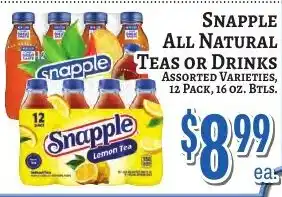 Snapple all natural teas or drinks
