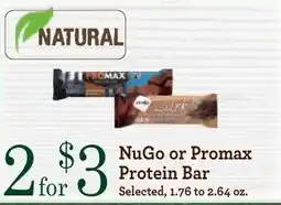 Yoke's Fresh Market NuGo or Promax Protein Bar offer
