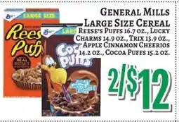 Trade Fair Supermarket General Mills large size cereal offer