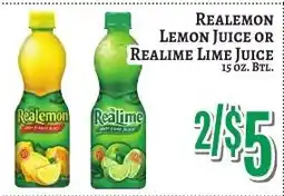 Trade Fair Supermarket Realemon lemon juice or realime lime juice offer