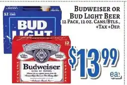 Trade Fair Supermarket Budweiser or Bud Light beer offer
