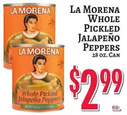 Trade Fair Supermarket La Morena whole pickled jalapeño peppers offer