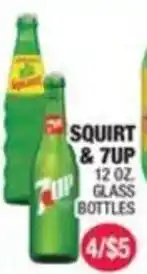 Carnicerias Jimenez Squirt & 7up glass bottles offer