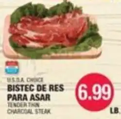 Carnicerias Jimenez U.S.D.A. Choice Tender Thin Charcoal Steak offer