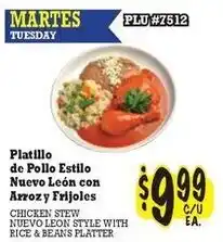 La Michoacana Chicken stew nuevo leon style with rice & beans platter offer