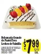 La Michoacana Large Slice of Vanilla Tres Leches Cake offer