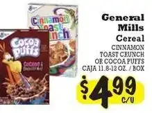La Michoacana General Mills Cereal Cinnamon Toast Crunch or Cocoa Puffs offer