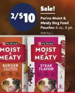 Family Dollar Purina moist & meaty dog food offer