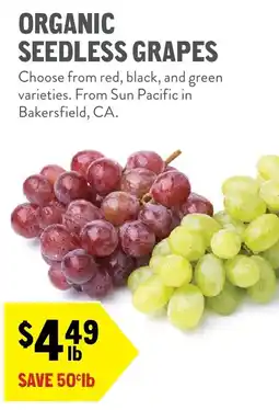 New Seasons Market Sun Pacific organic seedless grapes offer