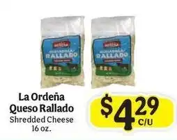 La Michoacana La Ordeña Queso Rallado Shredded Cheese offer