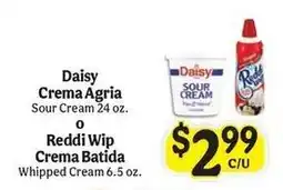La Michoacana Daisy sour cream or reddi whip whipped cream offer